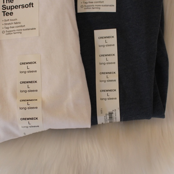 2 Sonoma, Large long sleeve Supersoft crewneck tee shirts blue and white - Picture 5 of 7